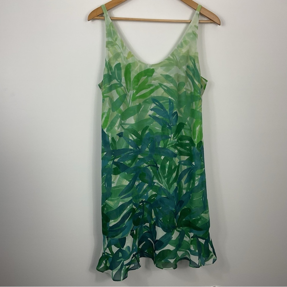 Cabi Sleeveless Tropical Palm Leaf Print Mini Dress Womens Medium